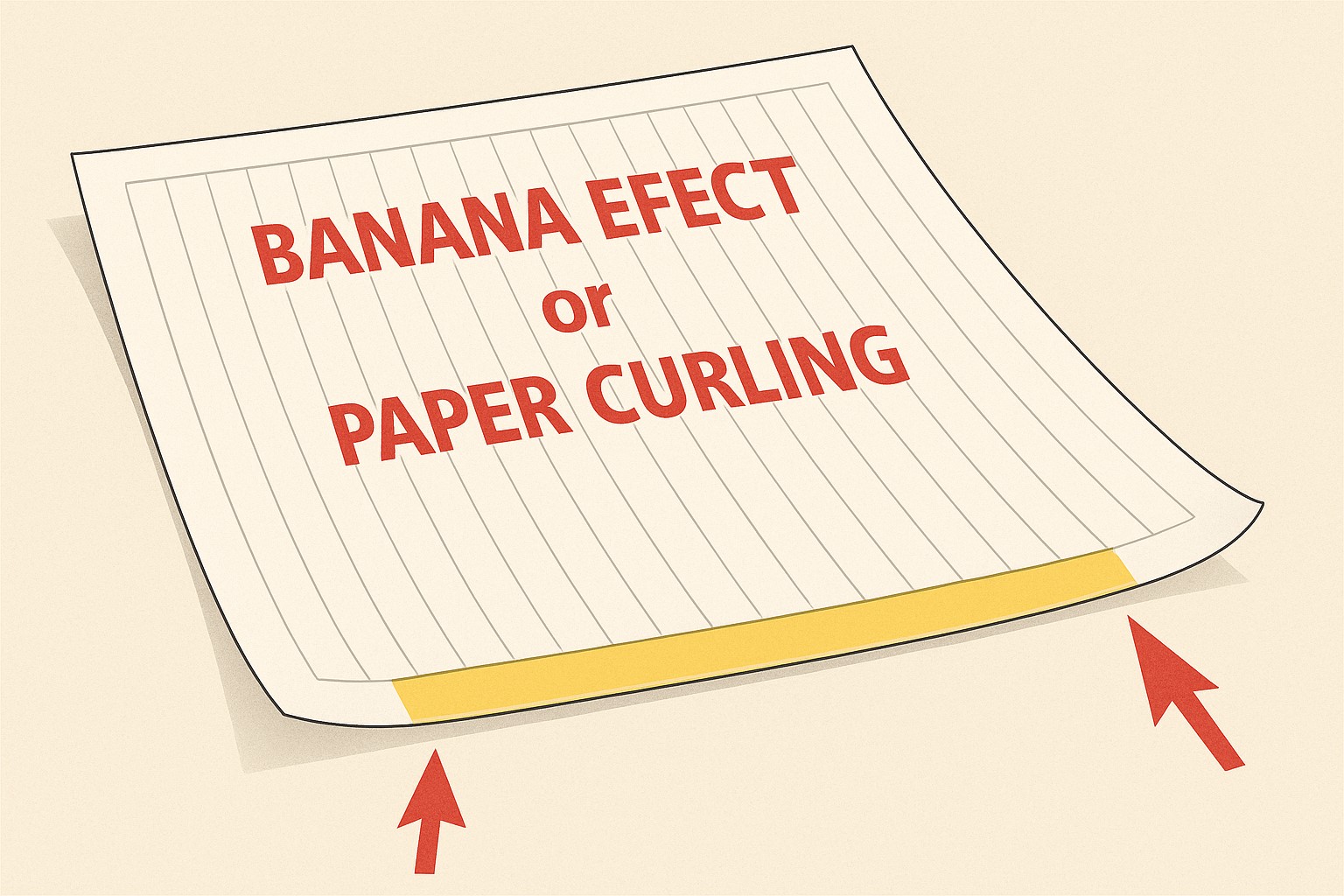 Tape applied with a normal tape applicator, showing the banana effect